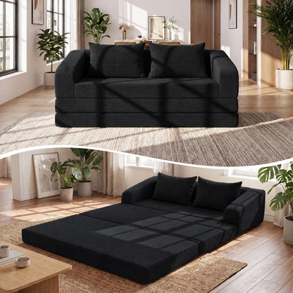 Corduroy Loveseat Sleeper Sofa with 2 Back Cushions for Living Room Bedroom Apartment-Beige