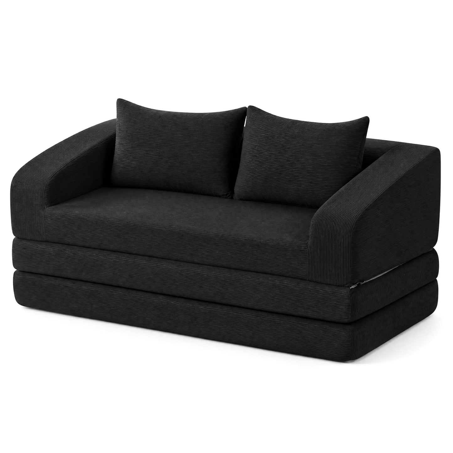 Corduroy Loveseat Sleeper Sofa with 2 Back Cushions for Living Room Bedroom Apartment-Beige