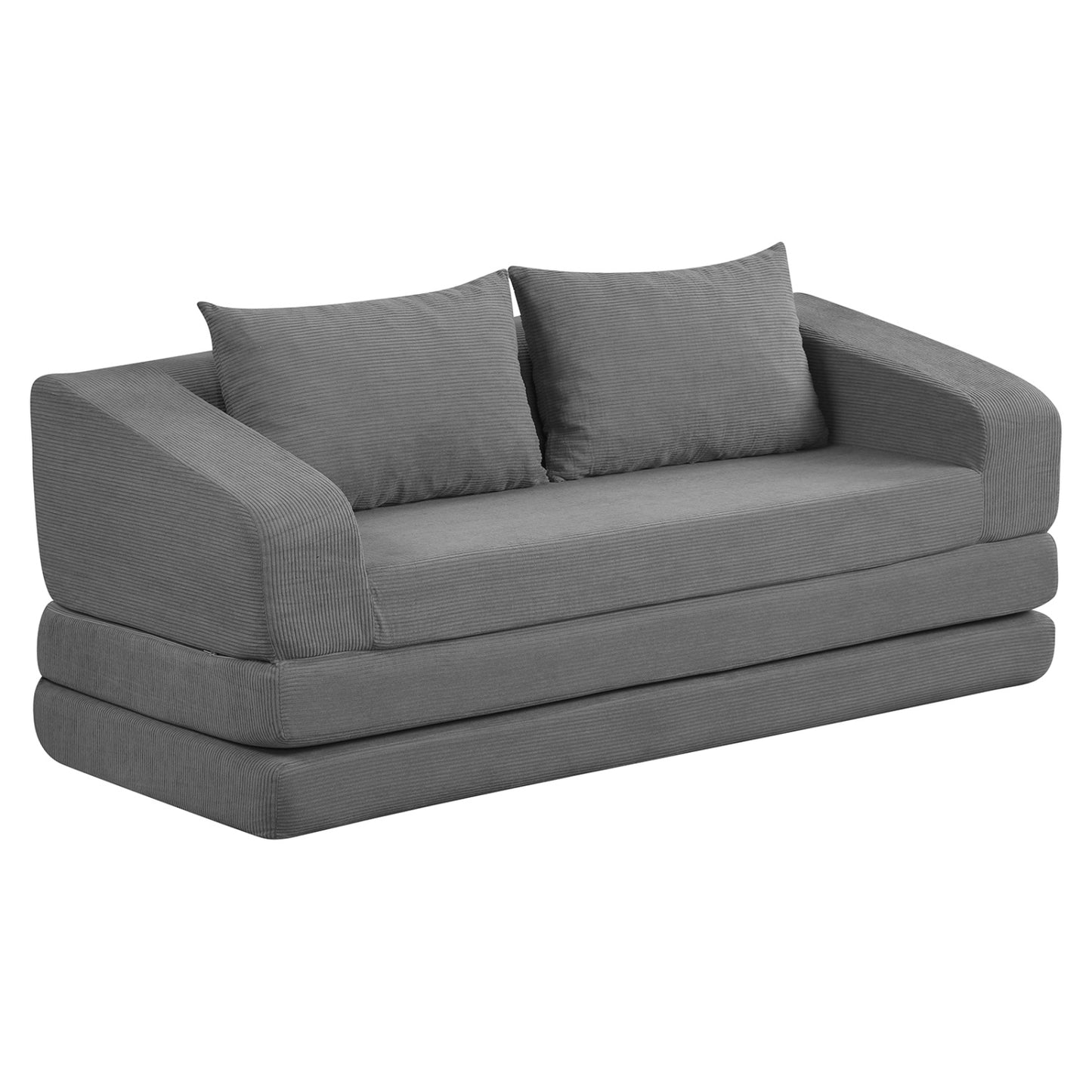 Corduroy Loveseat Sleeper Sofa with 2 Back Cushions for Living Room Bedroom Apartment-Beige