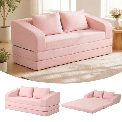 Corduroy Loveseat Sleeper Sofa with 2 Back Cushions for Living Room Bedroom Apartment-Beige