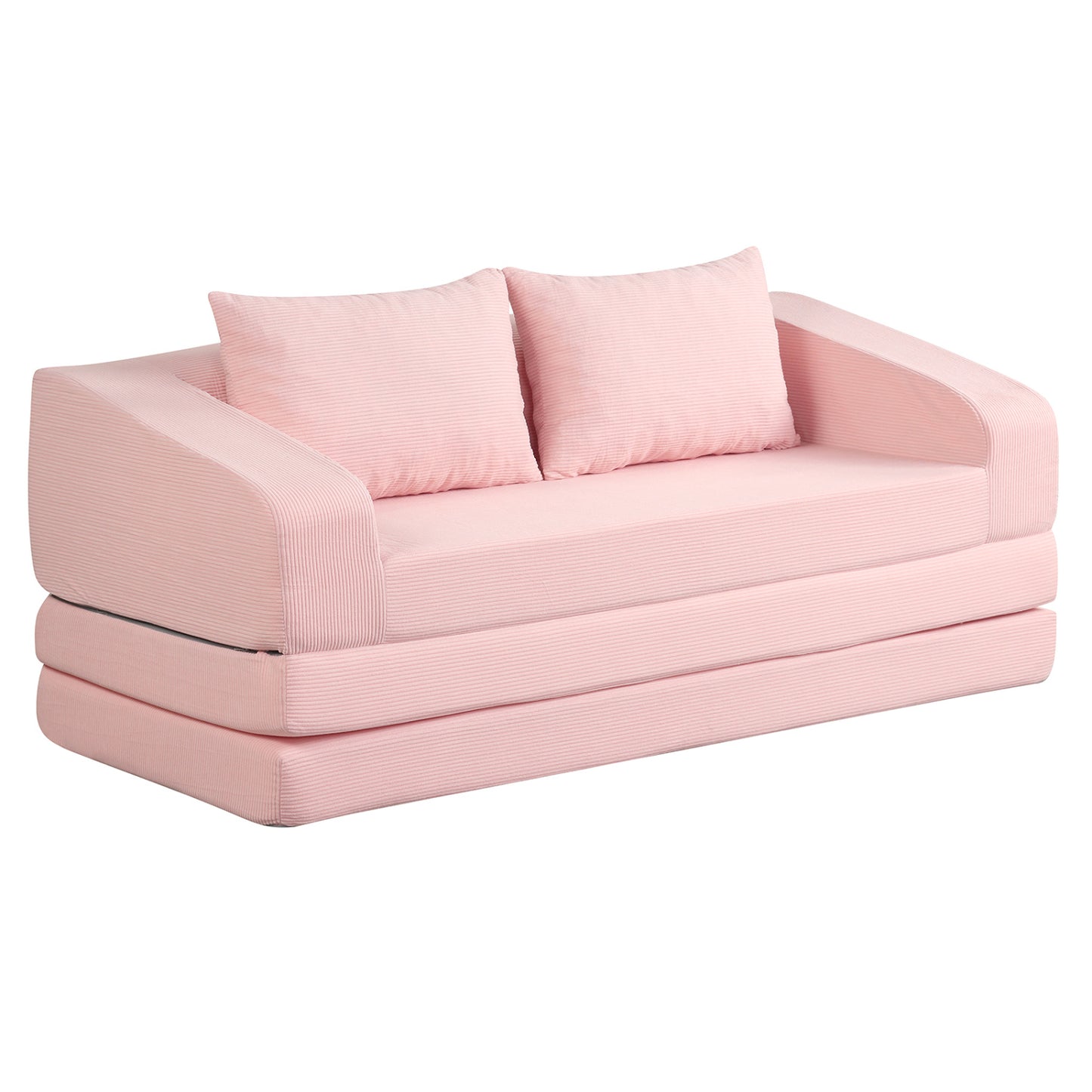 Corduroy Loveseat Sleeper Sofa with 2 Back Cushions for Living Room Bedroom Apartment-Beige
