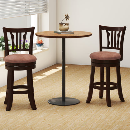 Counter Height Swivel Bar Stools Set of 2 with Back and Solid Rubber Frame-29