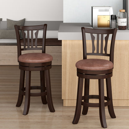 Counter Height Swivel Bar Stools Set of 2 with Back and Solid Rubber Frame-29