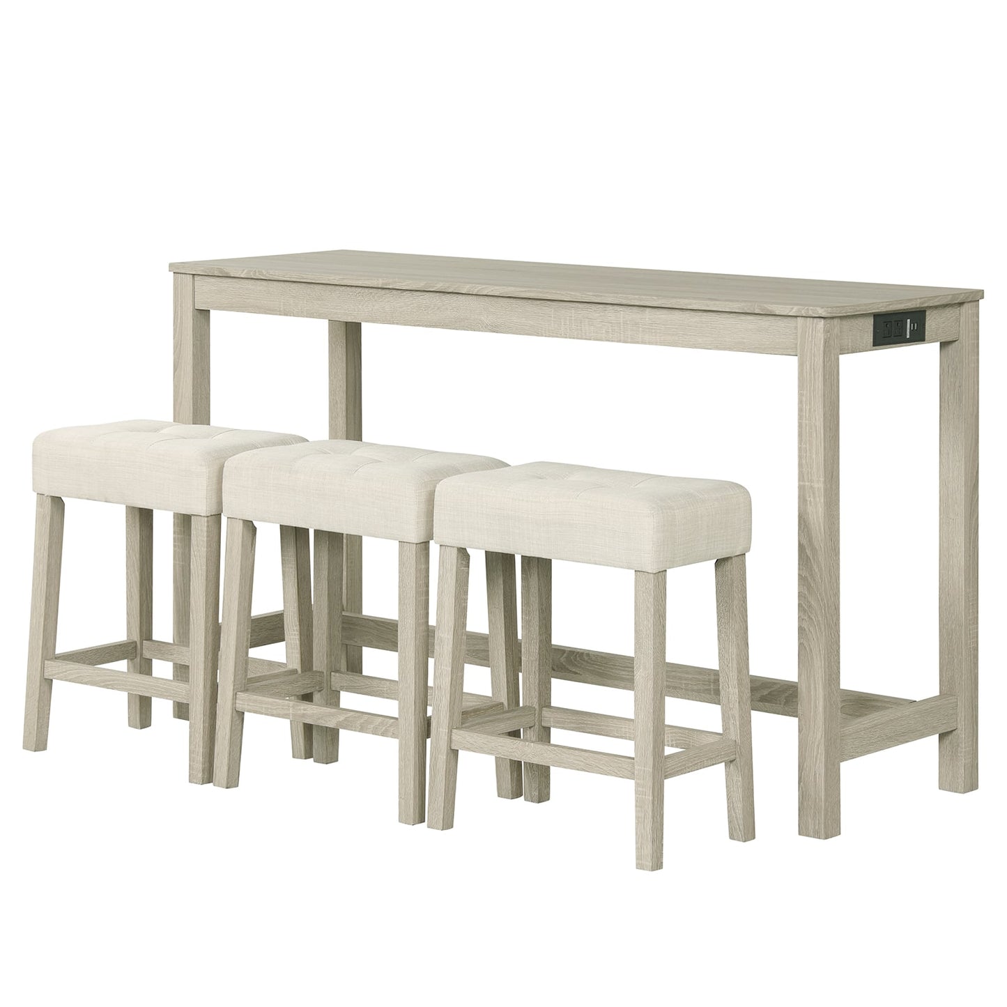 Counter Height Table with 3 Stools and 4-Piece Breakfast Nook Bar Set-GR