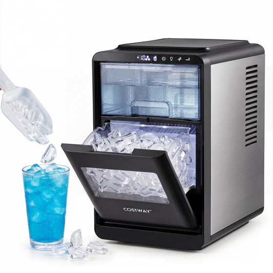 Black Crescent ice maker countertop appliance producing 16 crescent-shaped ice cubes, 26 lbs per 24 hours, by Wilsons Home Store