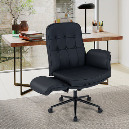 Criss Cross Chair Adjustable Swivel Vanity Chair with 5-Position Armrests-Black