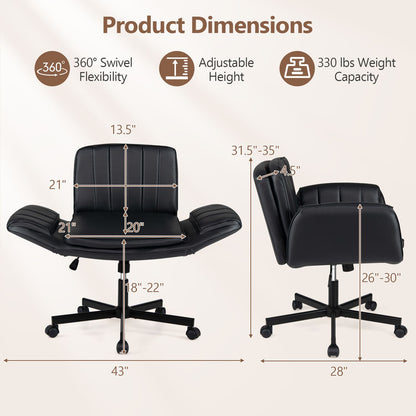 Beige Criss Cross Office Chair with 5-level adjustable arms and wheels, featuring a modern ergonomic design for home office use.