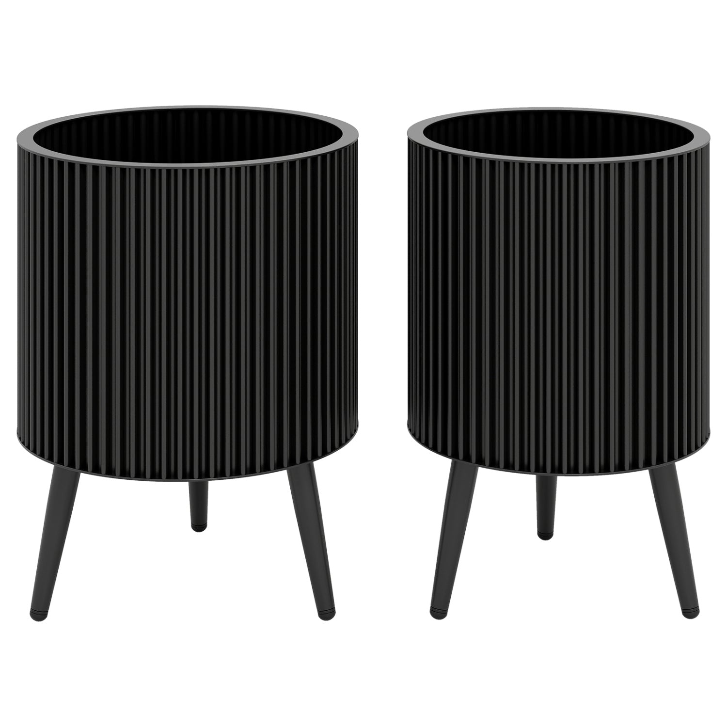 Set of two decorative flower pots with stands and drainage holes, perfect for outdoor garden raised beds by Wilsons Home Store