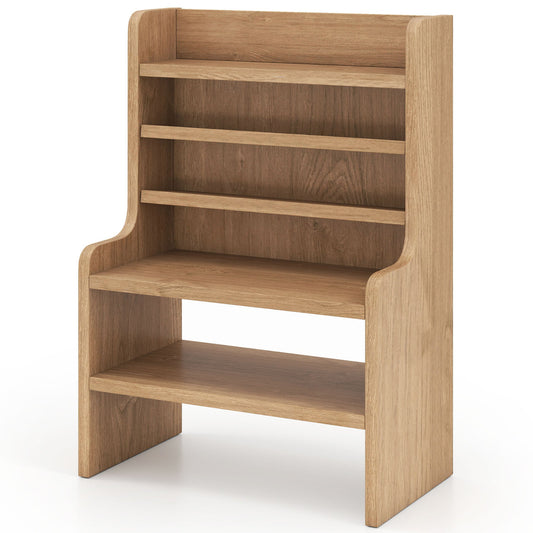 Desktop Organizer 6-Tier Mini Storage Rack with 2 Removable Shelves-Natural