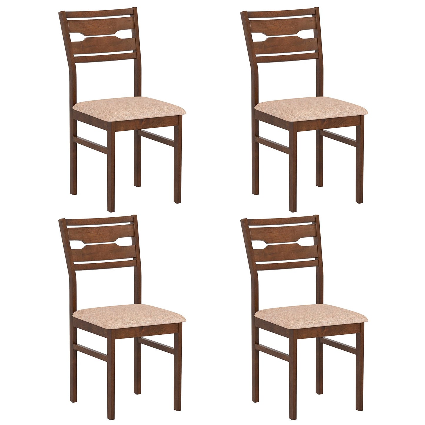 Dining Chair Set of 2/4 with Rubber Wood Frame and Padded Seat-4