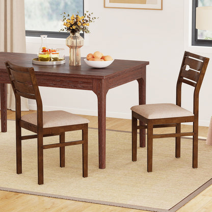 Dining Chair Set of 2/4 with Rubber Wood Frame and Padded Seat-4