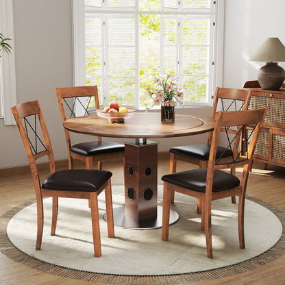 Dining Chair Set of 2 Fabric Upholstered Kitchen Armless Chairs with Rubber Wood Frame-Walnut