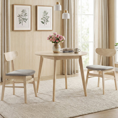 Dining Chair Set of 2 Fabric Upholstered Kitchen Armless Chairs-Natural