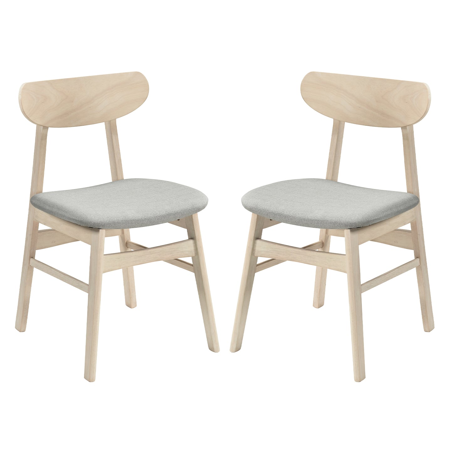 Dining Chair Set of 2 Fabric Upholstered Kitchen Armless Chairs-Natural