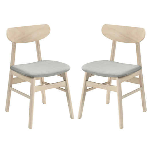 Dining Chair Set of 2 Fabric Upholstered Kitchen Armless Chairs-Natural