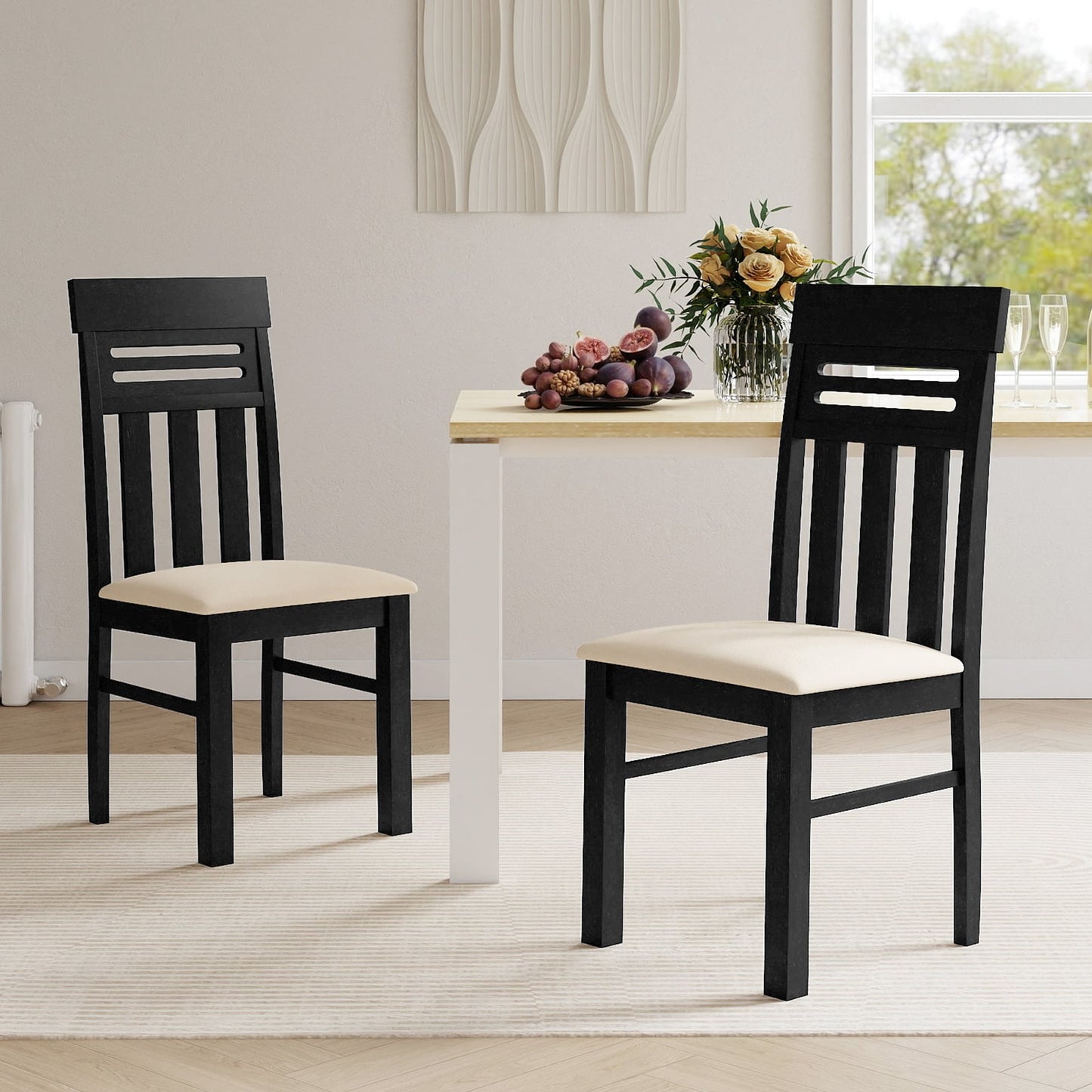 Dining Chairs High Back Dining Room Chairs Set of 2-Black