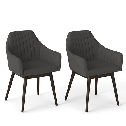 Dining Chairs Set of 2 Upholstered Accent Chairs with Comfy Padded Backrest and Seat-Beige