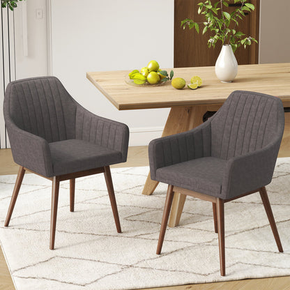 Dining Chairs Set of 2 Upholstered Accent Chairs with Comfy Padded Backrest and Seat-Beige