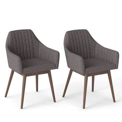 Dining Chairs Set of 2 Upholstered Accent Chairs with Comfy Padded Backrest and Seat-Beige