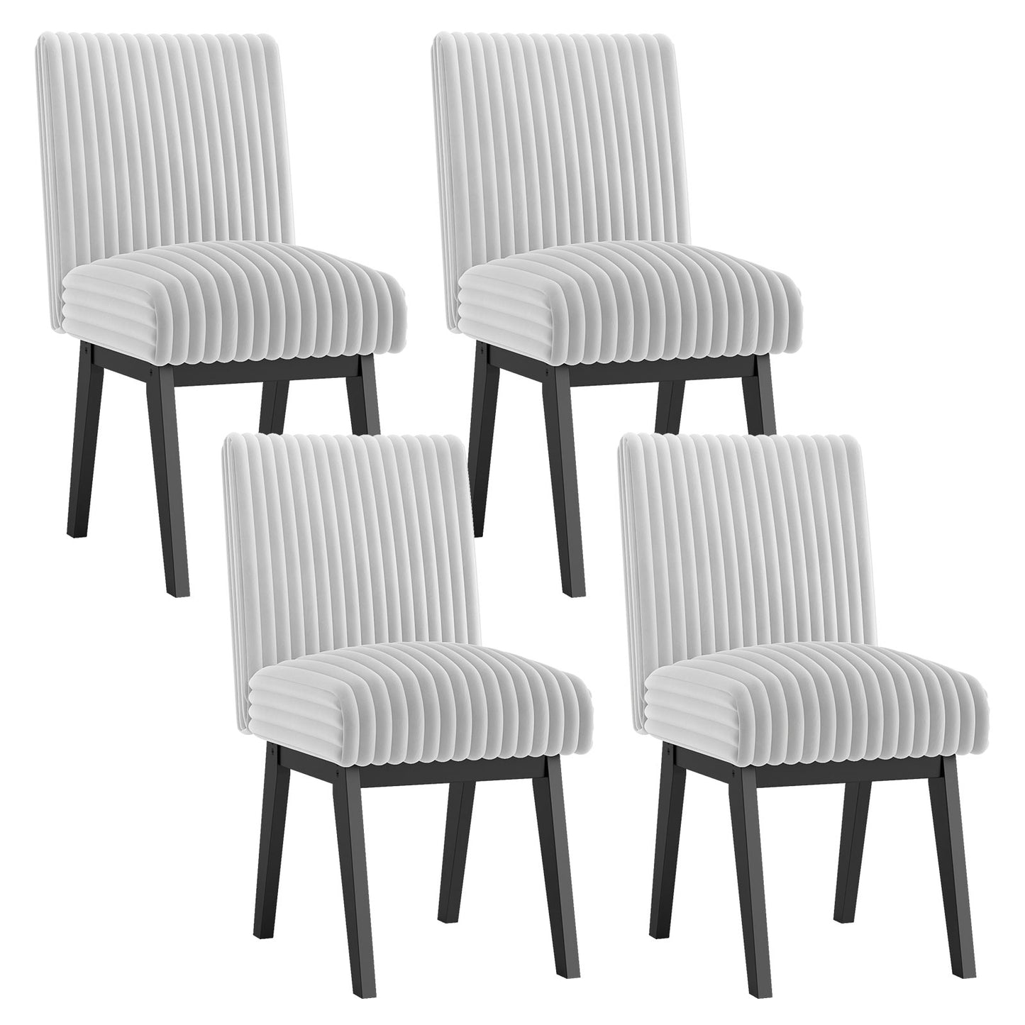Dining Chairs Set of 2/4  Fabric Upholstered Kitchen Chairs w/ Padded Seat  Rubber Wood Legs & Channel Tufted Backrest  Modern Armless Side Chairs for Living Room Dining Room Restaurant