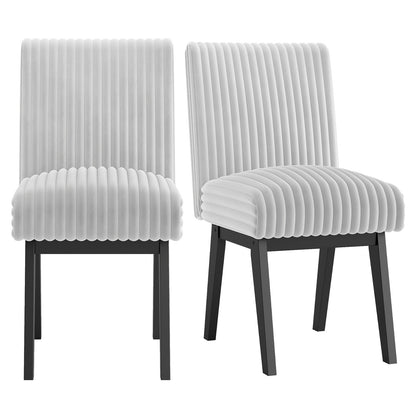 Dining Chairs Set of 2 Fabric Upholstered Kitchen Chairs with Padded Seatand Rubber Wood Legs-Grey