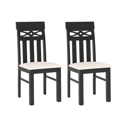 Dining Chairs Set of 2 High Back Dining Room Chairs with Padded Seat and Rubber Wood Frame-Black