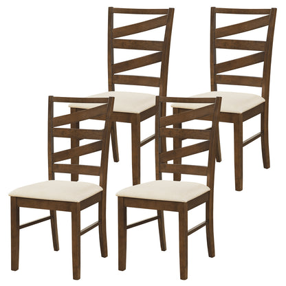 Dining Chairs Set of 4 with Backrests and Rubber Wood Frames-Brown