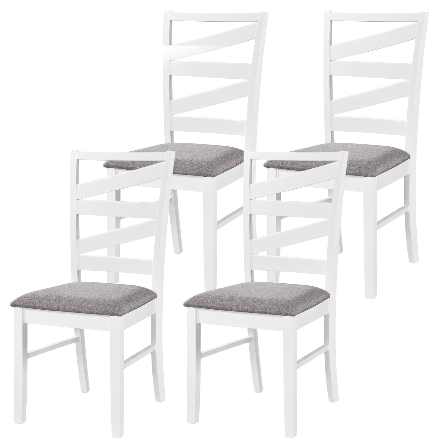 Dining Chairs Set of 4 with Backrests and Rubber Wood Frames-Brown