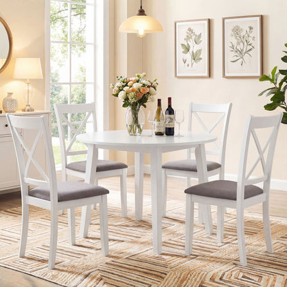 Dining Chairs Set of 4 Rubber Wood Dining Room Chairs with Comfortable Backrest and Padded Seat-White