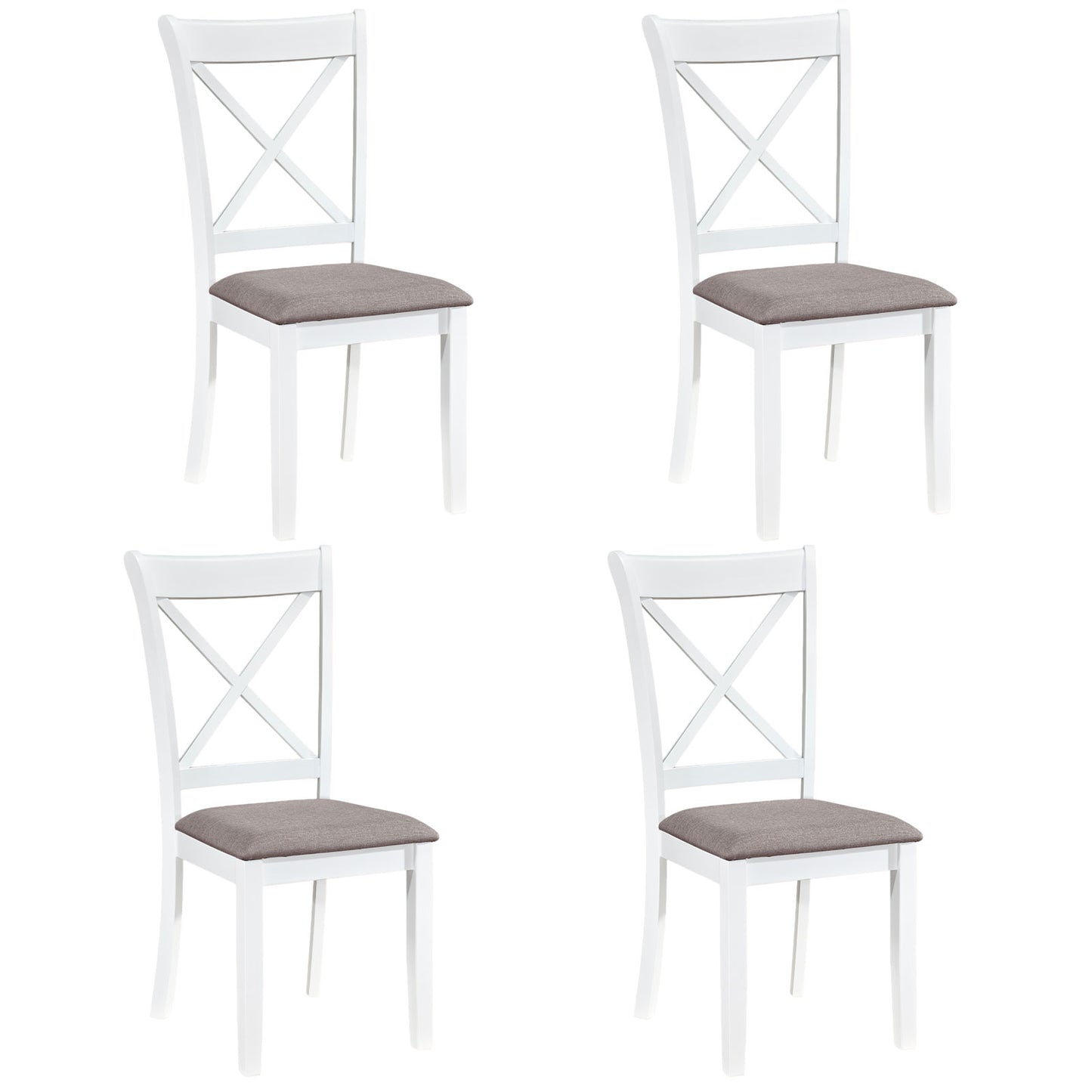 Dining Chairs Set of 4 Rubber Wood Dining Room Chairs with Comfortable Backrest and Padded Seat-White