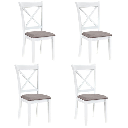 Dining Chairs Set of 4 Rubber Wood Dining Room Chairs with Comfortable Backrest and Padded Seat-White