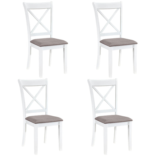 Dining Chairs Set of 4 Rubber Wood Dining Room Chairs with Comfortable Backrest and Padded Seat-White