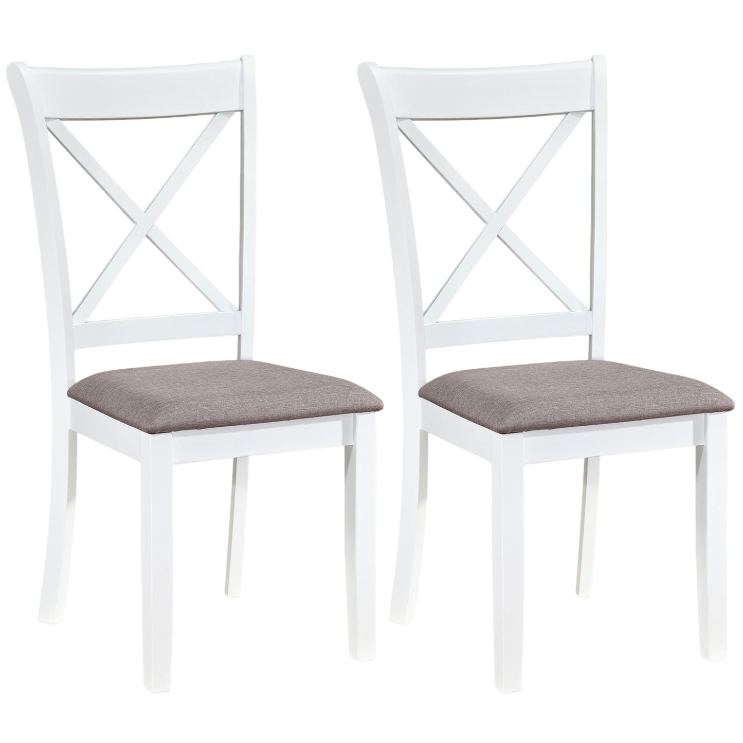 Dining Chairs Set of 2 Rubber Wood Dining Room Chairs with Comfortable Backrest and Padded Seat-White