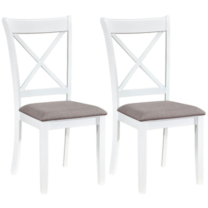 Dining Chairs Set of 2 Rubber Wood Dining Room Chairs with Comfortable Backrest and Padded Seat-White