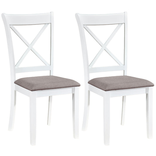 Dining Chairs Set of 2 Rubber Wood Dining Room Chairs with Comfortable Backrest and Padded Seat-White