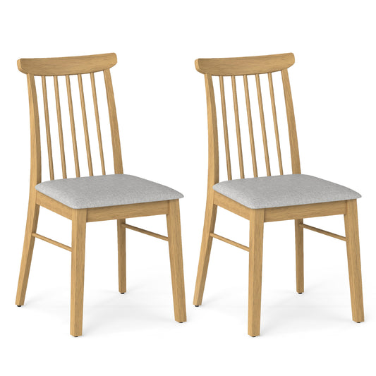 Dining Chairs Set of 2 Fabric Upholstered Kitchen Armless Chairs with Rubber Wood Frame-Natural
