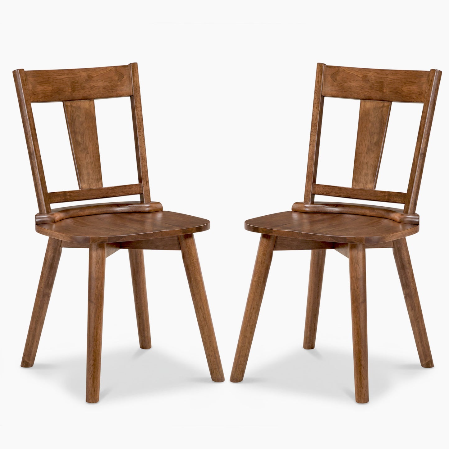 Dining Chairs Set of 2 with Solid Wood Backrest for Kitchen Dining Room-Walnut