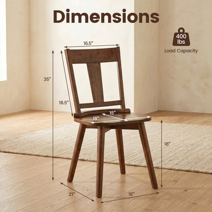 Dining Chairs Set of 2 with Solid Wood Backrest for Kitchen Dining Room-Walnut