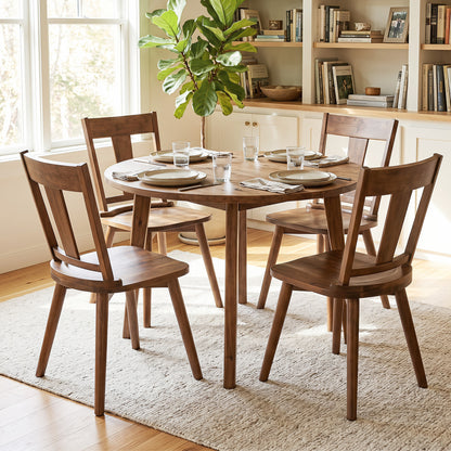 Dining Chairs Set of 4 with Solid Wood Backrest for Kitchen Dining Room-Walnut