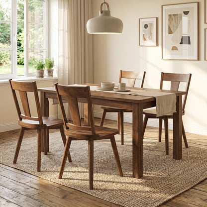 Dining Chairs Set of 4 with Solid Wood Backrest for Kitchen Dining Room-Walnut