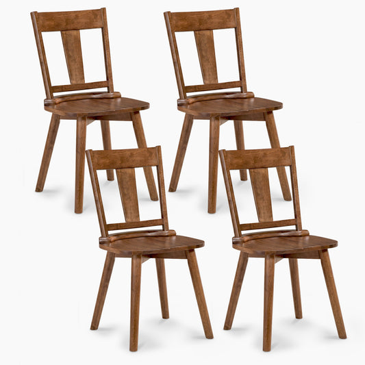 Dining Chairs Set of 4 with Solid Wood Backrest for Kitchen Dining Room-Walnut