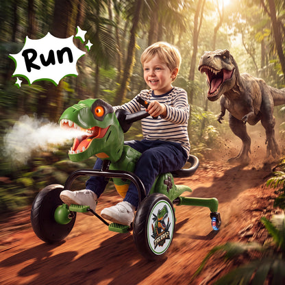Dinosaur Drift Tricycle with Lights and Spray and 360-Degree Spin Mode-Brown