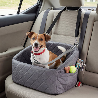 Dog Car Seat for Small and Medium Pets Soft Travel Dog Booster Seat with Safety Straps-Black