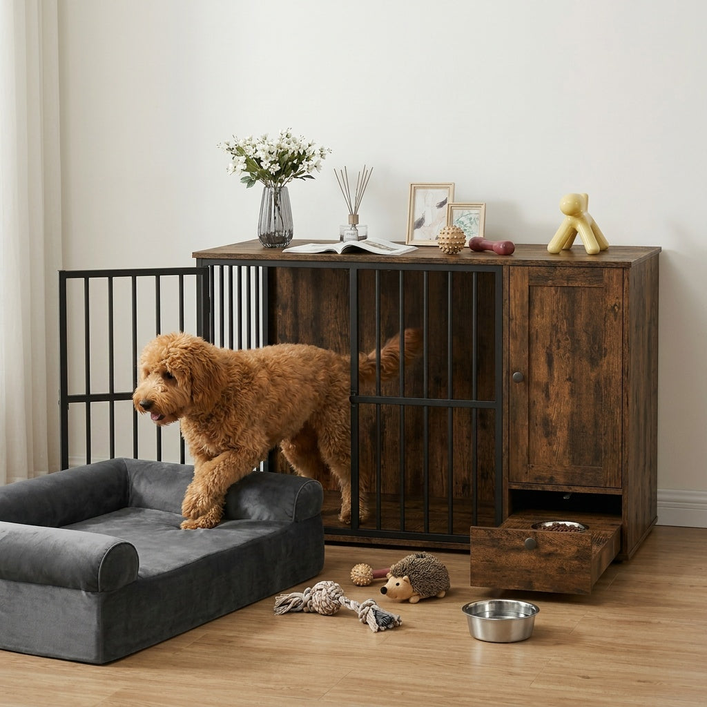Dog crate furniture with cooling gel dog bed for small and medium dogs, stylish pet kennel by Direct by Wilsons Home Store