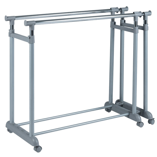Double Rod Clothes Rack Heavy-Duty Metal Garment Rack