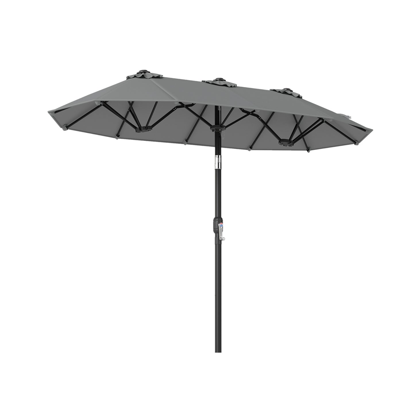 Double-Sided Patio Umbrella with Push Button Tilt Crank Handle-Beige
