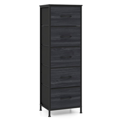 Dresser Nightstand with 5 Roomy Fabric Drawers for Bedroom-Black