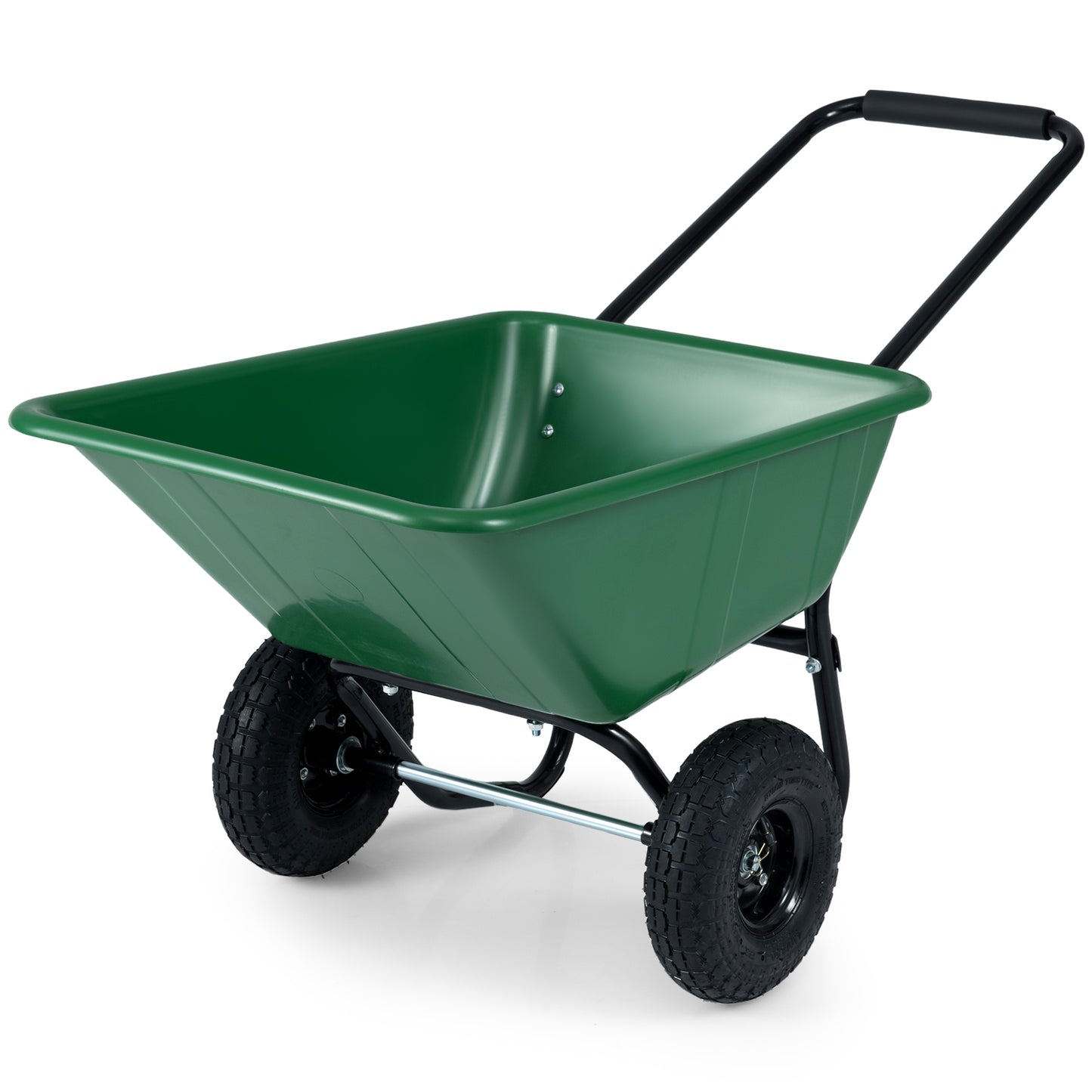 Dual-Wheel Wheelbarrow Garden Utility Cart with Pneumatic Tires-Black Color