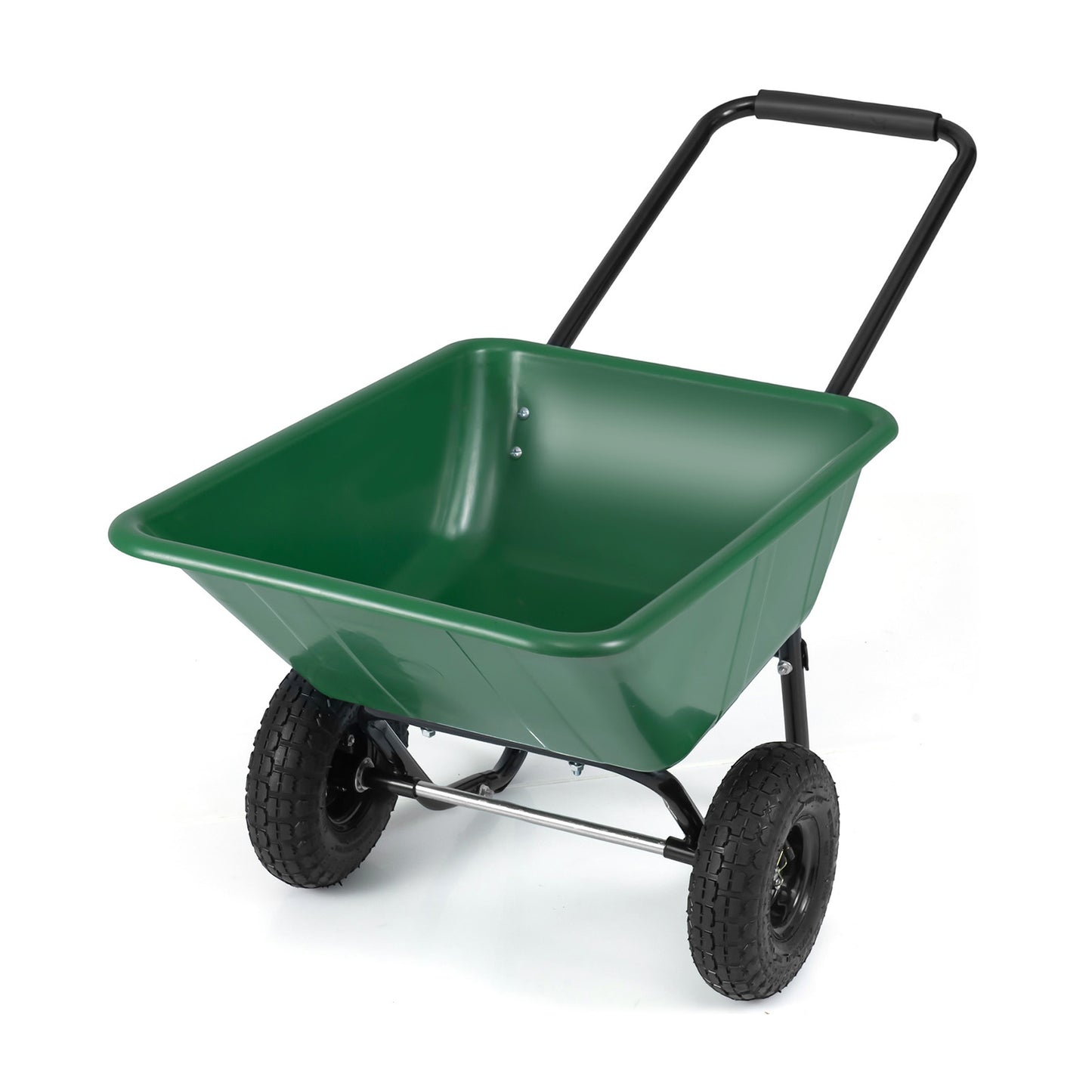 Dual-Wheel Wheelbarrow Garden Utility Cart with Pneumatic Tires-Black Color