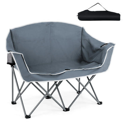 Duo Camping Chair Portable Oversized Loveseat with Armrests and Cup Holders-Blue